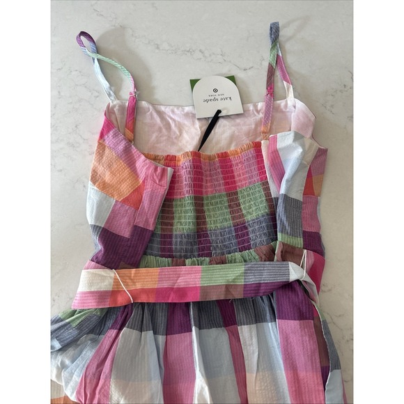 Women's Plaid Tie-Waist Midi Dress - kate spade new‎ york Red/Pink/Green/Blue 1X - Picture 6 of 7